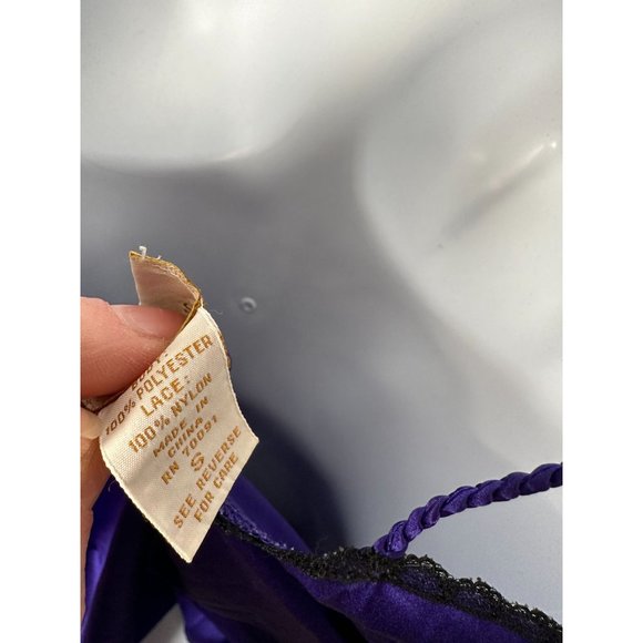 Vintage Victoria's Secret Small Nightgown Slip Purple Black Lace Sexy Polyester - Picture 8 of 12